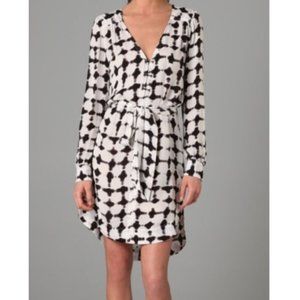 A.L.C. black & white silk belted charly shirt dress size 0